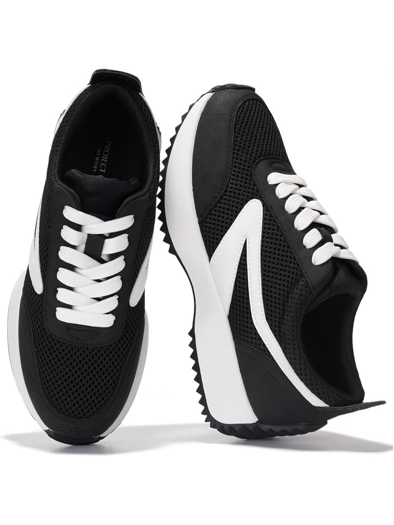 Women's Balinda Black Faux Suede Rubber Sole Lace Up Non-Slip Fashion Sneakers